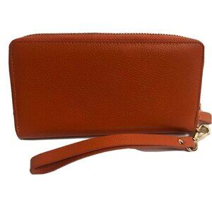 Women's Genuine Leather Wallet Wristlet Orange